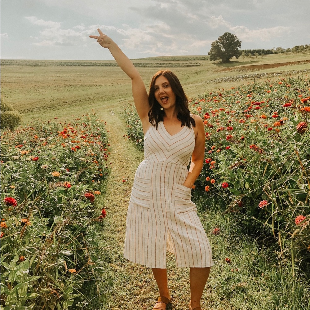 Linen Dress sleeveless with pockets striped
